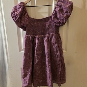 Aeropostale Mini Dress Womens Medium Purple Floral Puff Sleeve Cottagecore